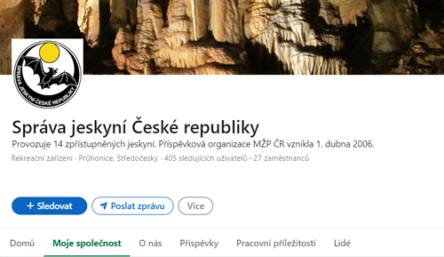 Linkedin Správy jeskyní ČR - náhled