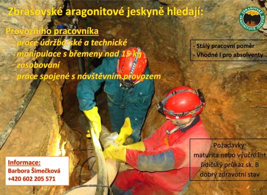 Zbrašovké aragonitové jeskyně - nabídka práce