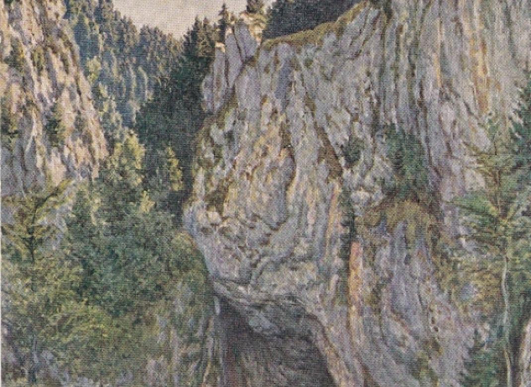 Macocha. Tato pohlednice bude dňa 15.II.1935 verejne slosovaná na rieditelstve štátných loterií v Praze  (1934)
