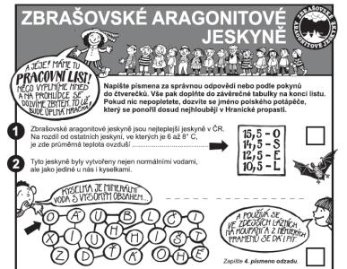 Zbrašovské aragonitové jeskyně - pracovní list